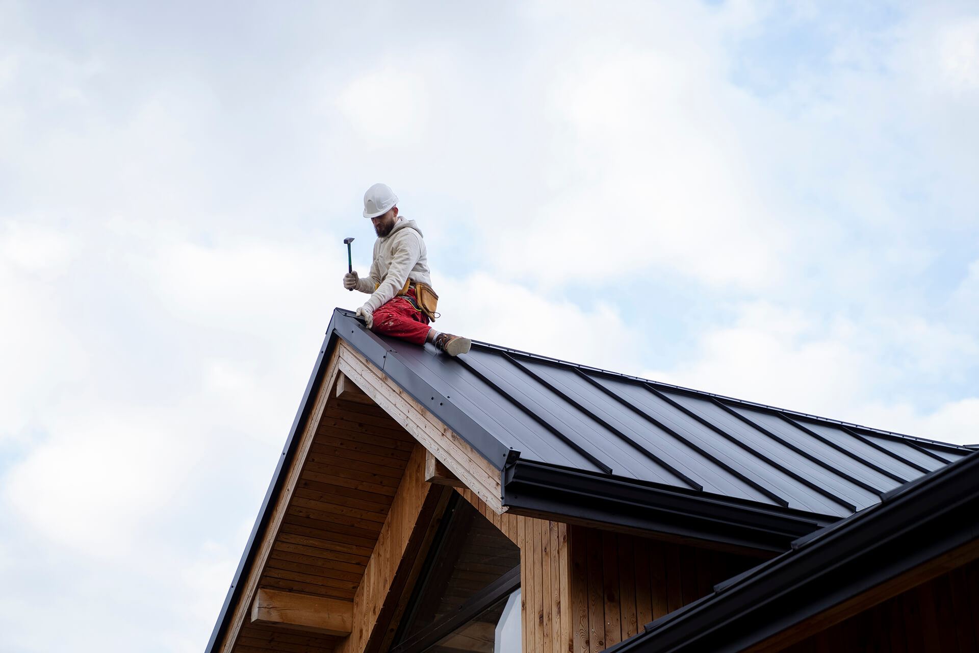 Roofer at work